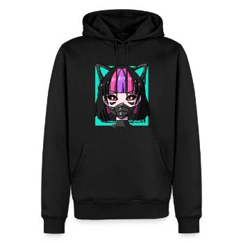 Cyborg Anime Mädchen Neko Mädchen Cyber Punk Cyber - Männer Premium Bio Hoodie - Schwarz - Vorne - Nico (187cm)