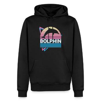 Cadeau rétro dauphin - Sweat à capuche Premium bio Homme - noir - Devant - Nico (187cm)