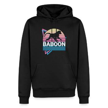 Pavian Retro Geschenk - Männer Premium Bio Hoodie - Schwarz - Vorne - Nico (187cm)