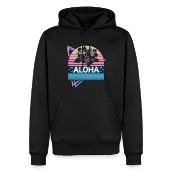 Aloha Hibiskus Hawaii Blume Retro Geschenk - Männer Premium Bio Hoodie - Schwarz - Vorne - Nico (187cm)