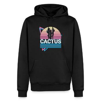 Cactus Rétro Cadeau - Sweat à capuche Premium bio Homme - noir - Devant - Nico (187cm)