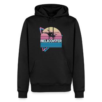 Pilote d’hélicoptère Aviation Retro Gift - Sweat à capuche Premium bio Homme - noir - Devant - Nico (187cm)