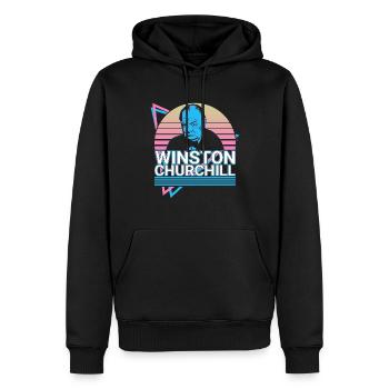 Winston Churchill Cadeau Rétro - Sweat à capuche Premium bio Homme - noir - Devant - Nico (187cm)