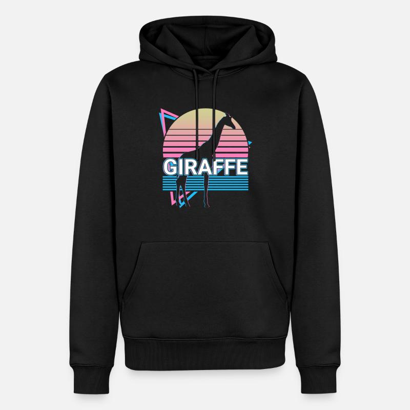 Cadeau rétro girafe - Sweat à capuche Premium bio Homme - noir
