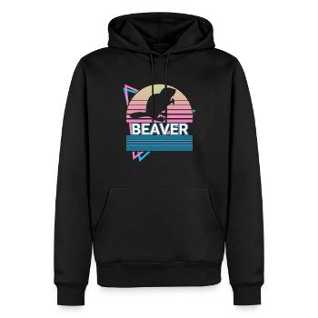 Biber Retro Geschenk - Männer Premium Bio Hoodie - Schwarz - Vorne - Nico (187cm)