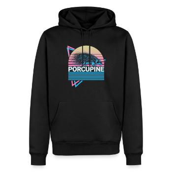 Stachelschwein Retro Geschenk - Männer Premium Bio Hoodie - Schwarz - Vorne - Nico (187cm)