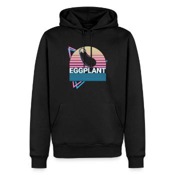 Aubergine Aubergine Retro Geschenk - Männer Premium Bio Hoodie - Schwarz - Vorne - Nico (187cm)