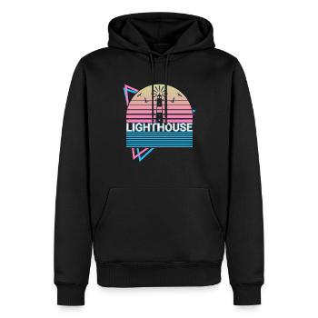 Cadeau rétro Phare - Sweat à capuche Premium bio Homme - noir - Devant - Nico (187cm)