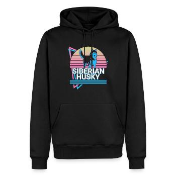Cadeau rétro Husky Sibérien - Sweat à capuche Premium bio Homme - noir - Devant - Nico (187cm)