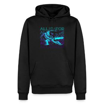 Alligator Crocodile Gator Retro Cadeau - Sweat à capuche Premium bio Homme - noir - Devant - Nico (187cm)