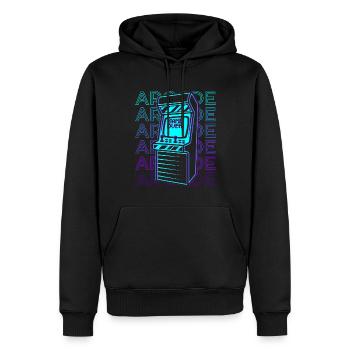 Jeux d’arcade Gamer Retro Gift - Sweat à capuche Premium bio Homme - noir - Devant - Nico (187cm)