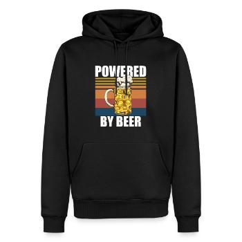 Powered By Beer - Men’s Premium Organic Hoodie - black - Front - Nico (187cm)