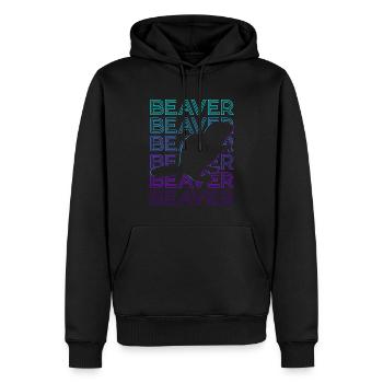 Biber Retro Geschenk - Männer Premium Bio Hoodie - Schwarz - Vorne - Nico (187cm)