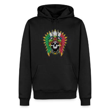 Quetzalcoatl Schädel Goth Aztec Gefiederte Schlang - Männer Premium Bio Hoodie - Schwarz - Vorne - Nico (187cm)