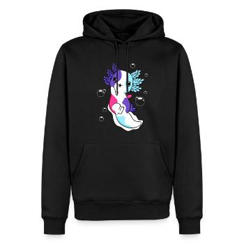 Drapeau multi-sexe axolotl pile kawaii - Sweat à capuche Premium bio Homme - noir - Devant - Nico (187cm)