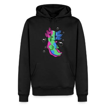 Drapeau polysexuel Axolotl Bunch Kawaii - Sweat à capuche Premium bio Homme - noir - Devant - Nico (187cm)