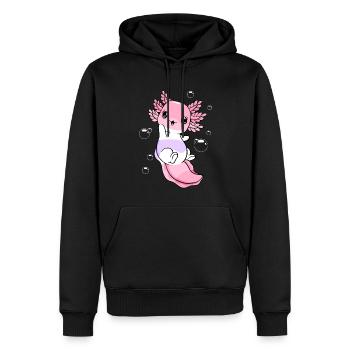 Pomossexual Flag Axolotl Pile Kawaii - Sweat à capuche Premium bio Homme - noir - Devant - Nico (187cm)