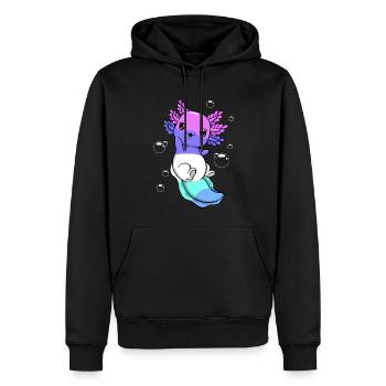Drapeau spectrosexuel Axolotl Pile Kawaii - Sweat à capuche Premium bio Homme - noir - Devant - Nico (187cm)