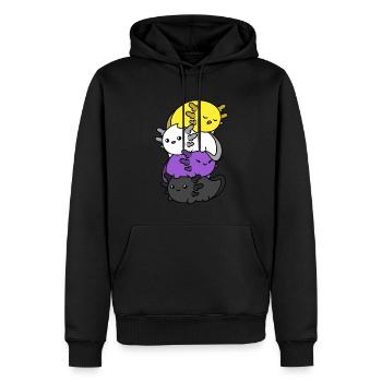 Kawaii Axolotl Haufen Nichtbinäre Flagge Nichtbinä - Männer Premium Bio Hoodie - Schwarz - Vorne - Nico (187cm)