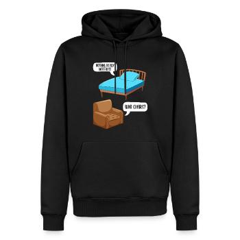 Lustiger Witz Matratzenstuhl - Männer Premium Bio Hoodie - Schwarz - Vorne - Nico (187cm)