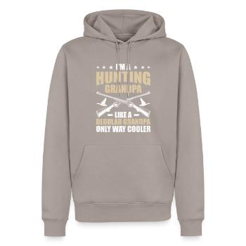 Funny Waterfowl Hunting Grandpa - Men’s Premium Organic Hoodie - taupe - Front - Nico (187cm)