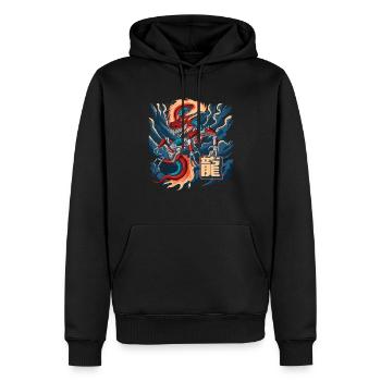Cyborg Dragon Cyber-Punk Japonais Cyber-Esthétique - Sweat à capuche Premium bio Homme - noir - Devant - Nico (187cm)