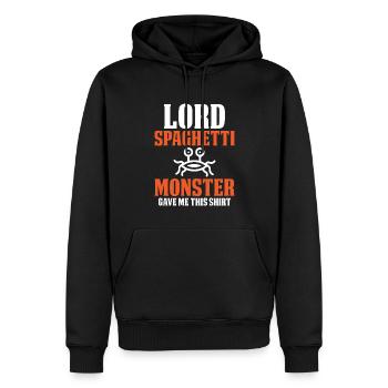 Le monstre spaghetti volant - Sweat à capuche Premium bio Homme - noir - Devant - Nico (187cm)