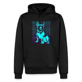 Français Bulldog Rétro - Sweat à capuche Premium bio Homme - noir - Devant - Nico (187cm)