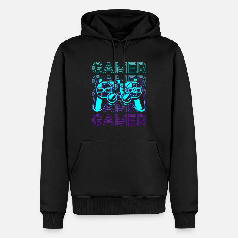 Gamer Video Gaming Controller Retro - Männer Premium Bio Hoodie - Schwarz