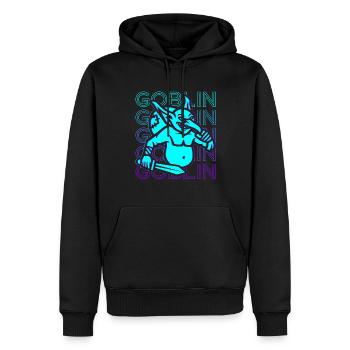 Kobold Hobgoblin Retro - Männer Premium Bio Hoodie - Schwarz - Vorne - Nico (187cm)