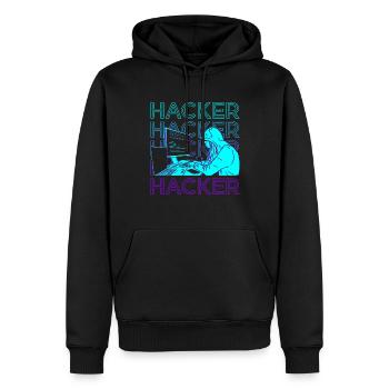 Hacker Hacking Hack Coding Programming Retro - Men’s Premium Organic Hoodie - black - Front - Nico (187cm)