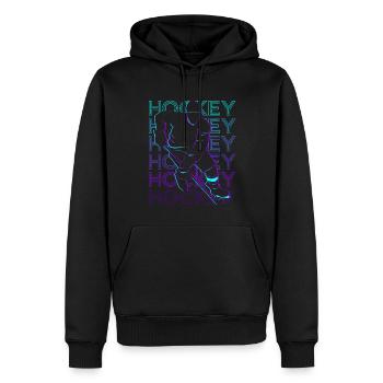 Joueur de hockey Hockey sur glace Rétro - Sweat à capuche Premium bio Homme - noir - Devant - Nico (187cm)