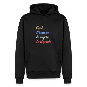 kiné homme mythe légende humour kinésithérapeute - Sweat à capuche Premium bio Homme - noir - Devant - Nico (187cm)