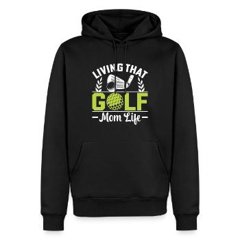 Vivre ce golf Maman Vie Mère Golf - Sweat à capuche Premium bio Homme - noir - Devant - Nico (187cm)