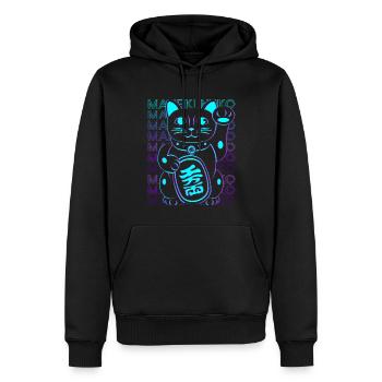 Maneki Neko Katze Japanische Glückskatze Retro - Männer Premium Bio Hoodie - Schwarz - Vorne - Nico (187cm)