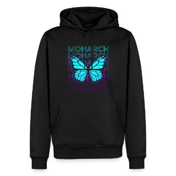 Monarque Papillon Rétro - Sweat à capuche Premium bio Homme - noir - Devant - Nico (187cm)