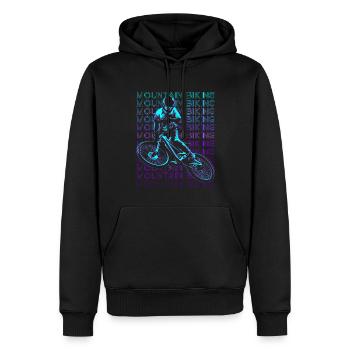 VTT VTT Biker VTT Rétro - Sweat à capuche Premium bio Homme - noir - Devant - Nico (187cm)