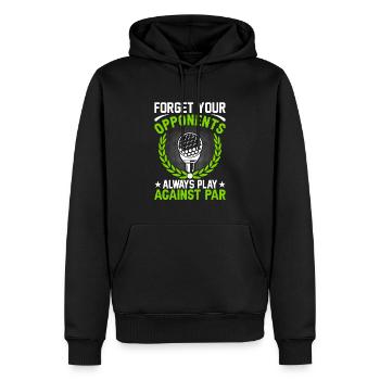 Oubliez vos adversaires. Toujours jouer contre le par - Sweat à capuche Premium bio Homme - noir - Devant - Nico (187cm)
