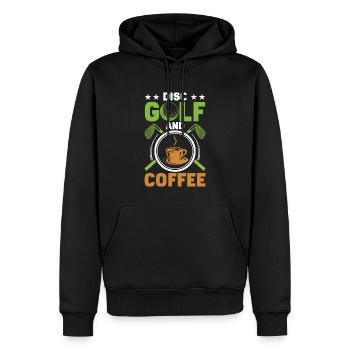 Amateurs de disc golf et de café sportif - Sweat à capuche Premium bio Homme - noir - Devant - Nico (187cm)