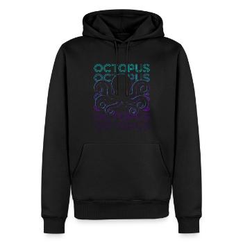 Oktopus Retro - Männer Premium Bio Hoodie - Schwarz - Vorne - Nico (187cm)