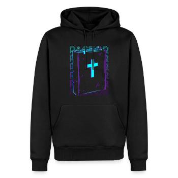 Pasteur De l’Église Chrétienne Prédicateur Retro - Sweat à capuche Premium bio Homme - noir - Devant - Nico (187cm)