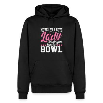 Laissez une dame vous montrer comment jouer au bowling Kegler - Sweat à capuche Premium bio Homme - noir - Devant - Nico (187cm)