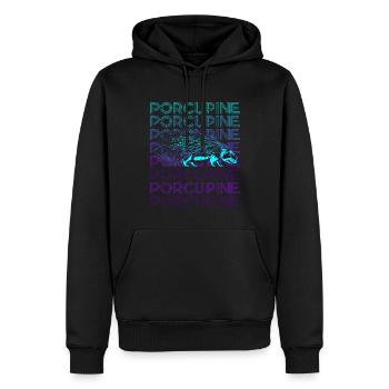 Porc-épic Rétro - Sweat à capuche Premium bio Homme - noir - Devant - Nico (187cm)