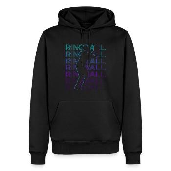 Joueur de Ringball Rétro - Sweat à capuche Premium bio Homme - noir - Devant - Nico (187cm)