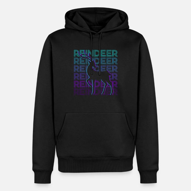 Rétro renne - Sweat à capuche Premium bio Homme - noir