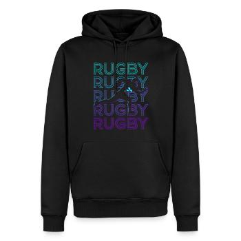 Rugbyspieler Retro - Männer Premium Bio Hoodie - Schwarz - Vorne - Nico (187cm)
