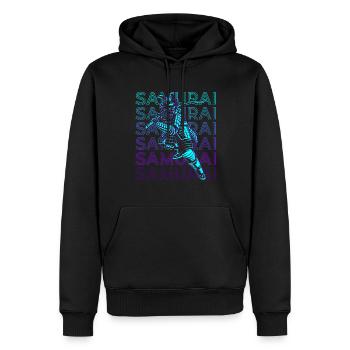 Japanischer Samurai Bushido Krieger Ronin Retro - Männer Premium Bio Hoodie - Schwarz - Vorne - Nico (187cm)