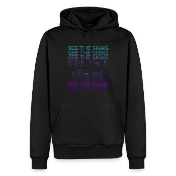 Sign Language ASL See The Signs Retro - Men’s Premium Organic Hoodie - black - Front - Nico (187cm)
