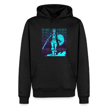 Shieldmaiden Schildmaid Wikinger Nordische Mytholo - Männer Premium Bio Hoodie - Schwarz - Vorne - Nico (187cm)