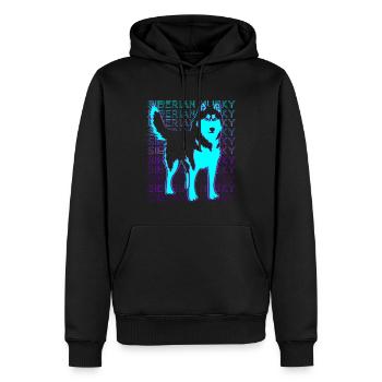 Sibérie Husky Rétro - Sweat à capuche Premium bio Homme - noir - Devant - Nico (187cm)